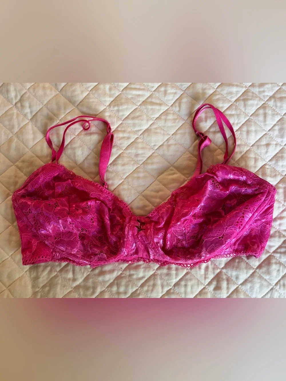 Adore Me Bright Pink Lace Unlined Bra